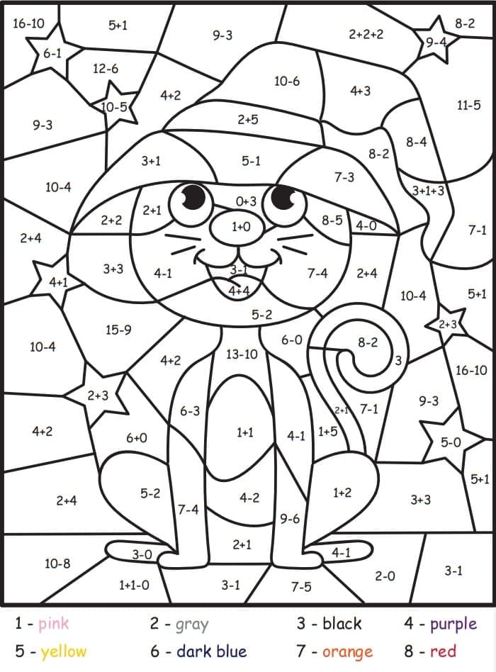 Halloween Cat Color By Number