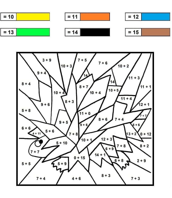 Hedgehog Addition Color By Number