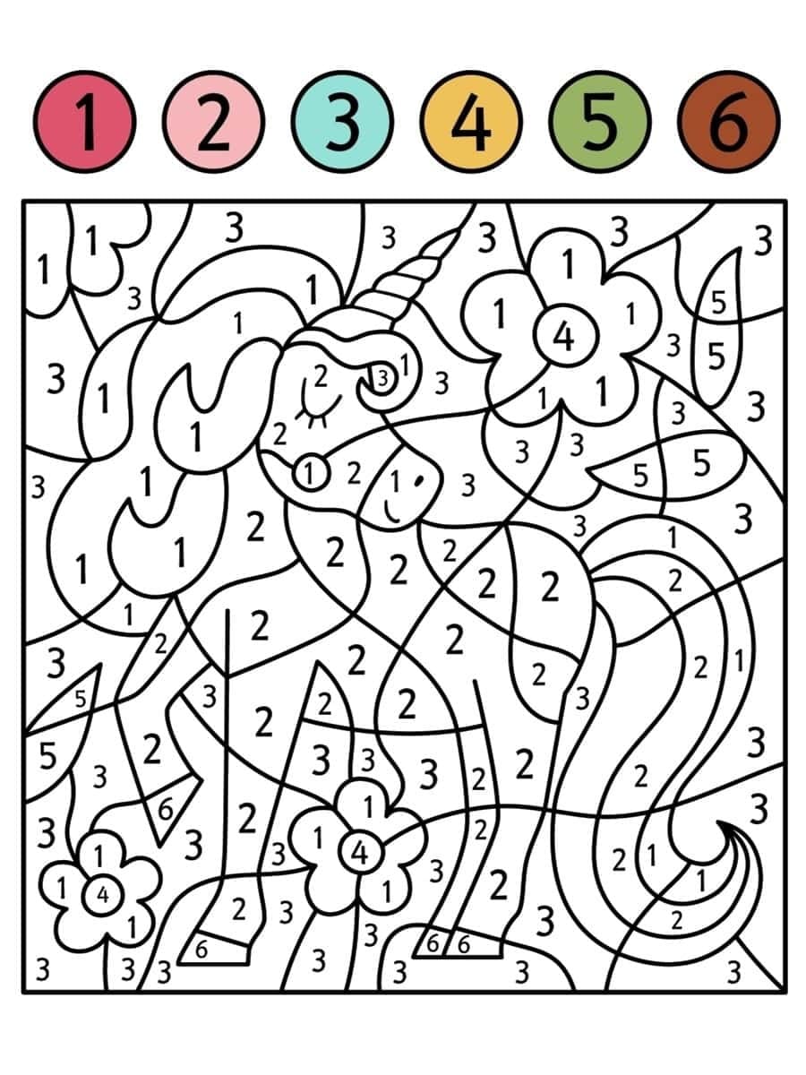 Lovely Unicorn Color By Number