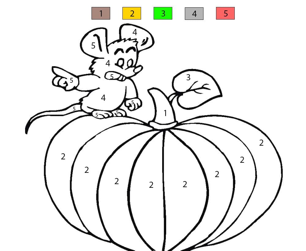 Mouse on a Pumpkins Color By Number