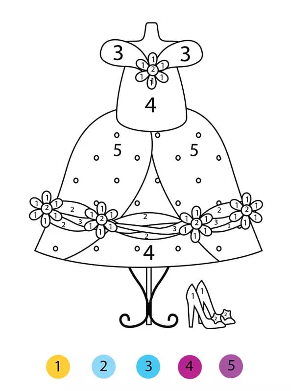 Princess Dress Color By Number