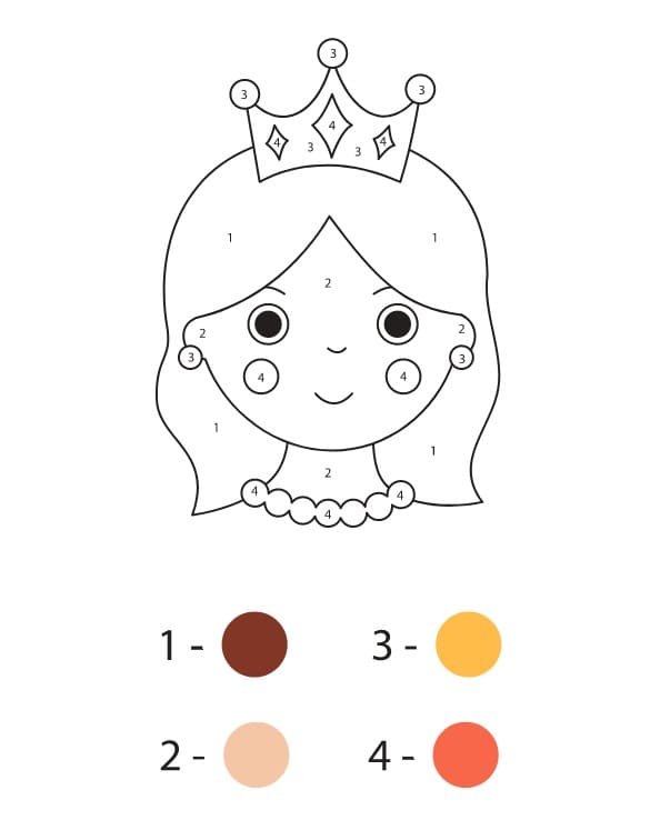 Princess Face Color By Number