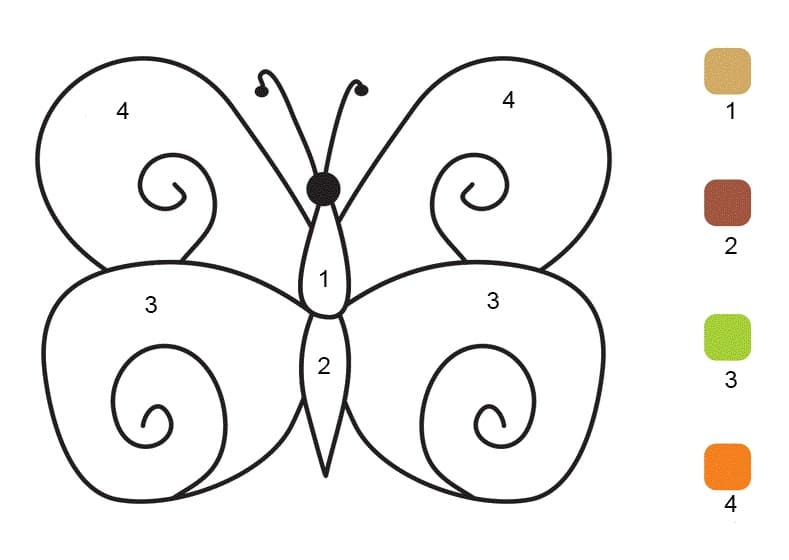 Simple Butterfly Color By Number