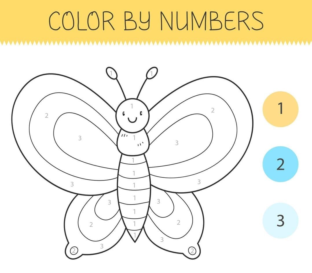 Smiling Butterfly Color By Number
