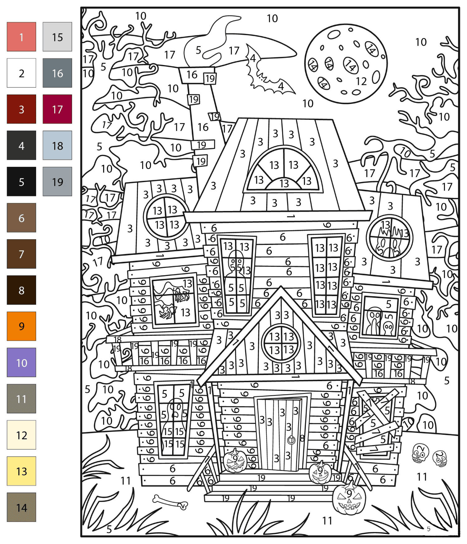 Wooden House Color by Number