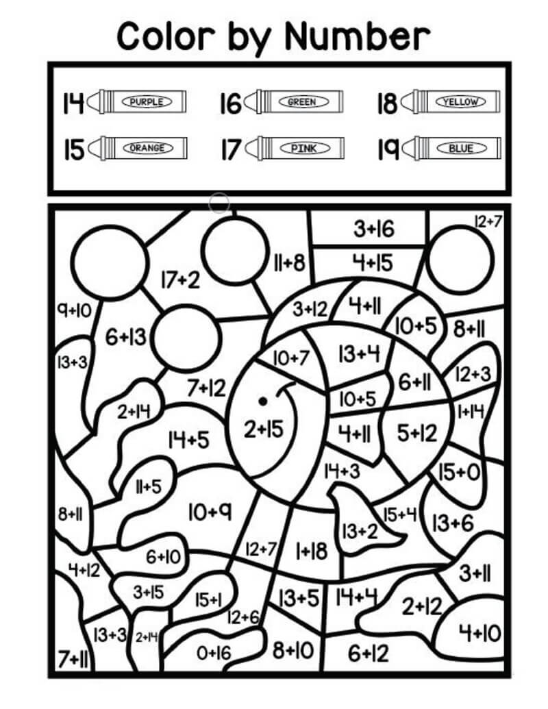 Addition Fish color by number