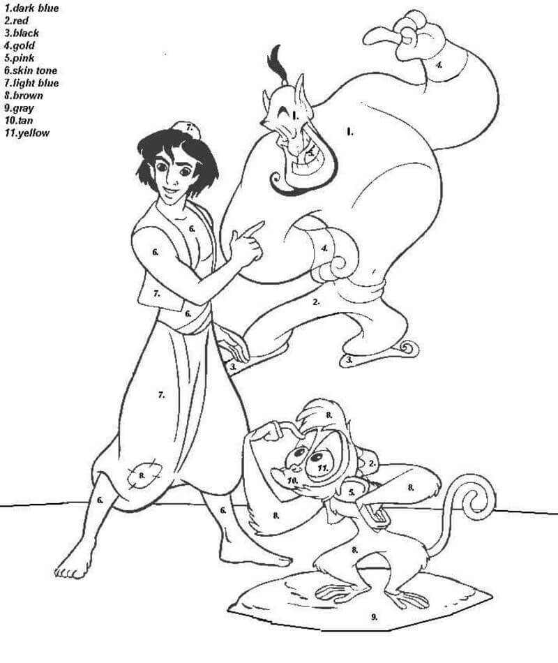Aladdin in Disney color by number