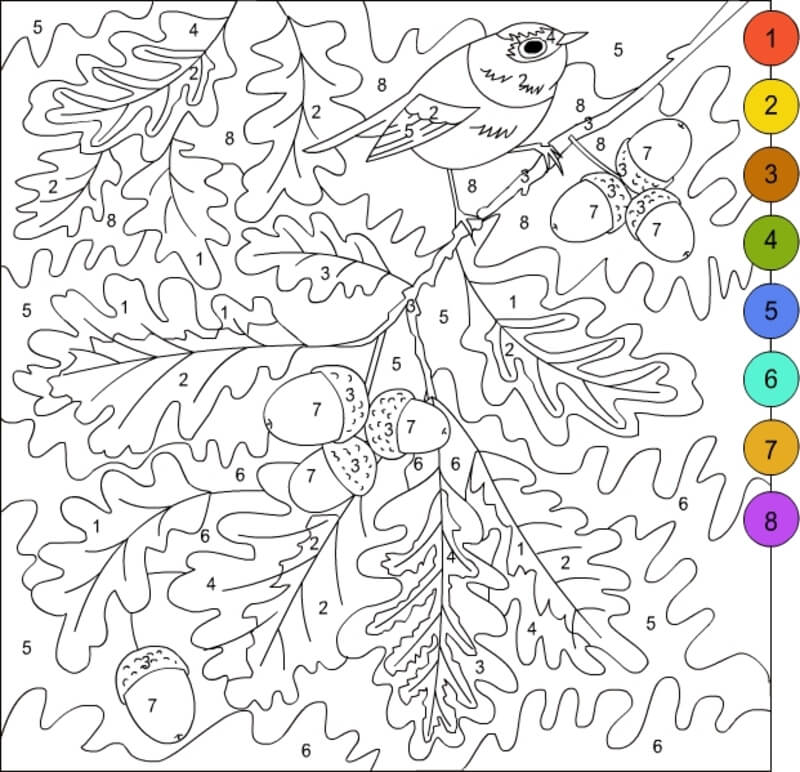 Autumn scene color by number