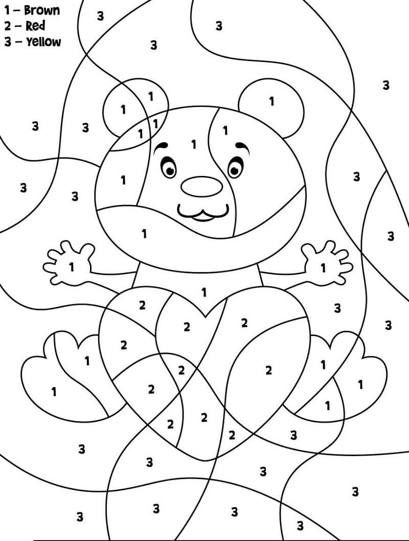 Bear with love color by number