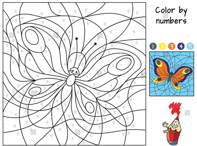 Beautiful butterfly color by number
