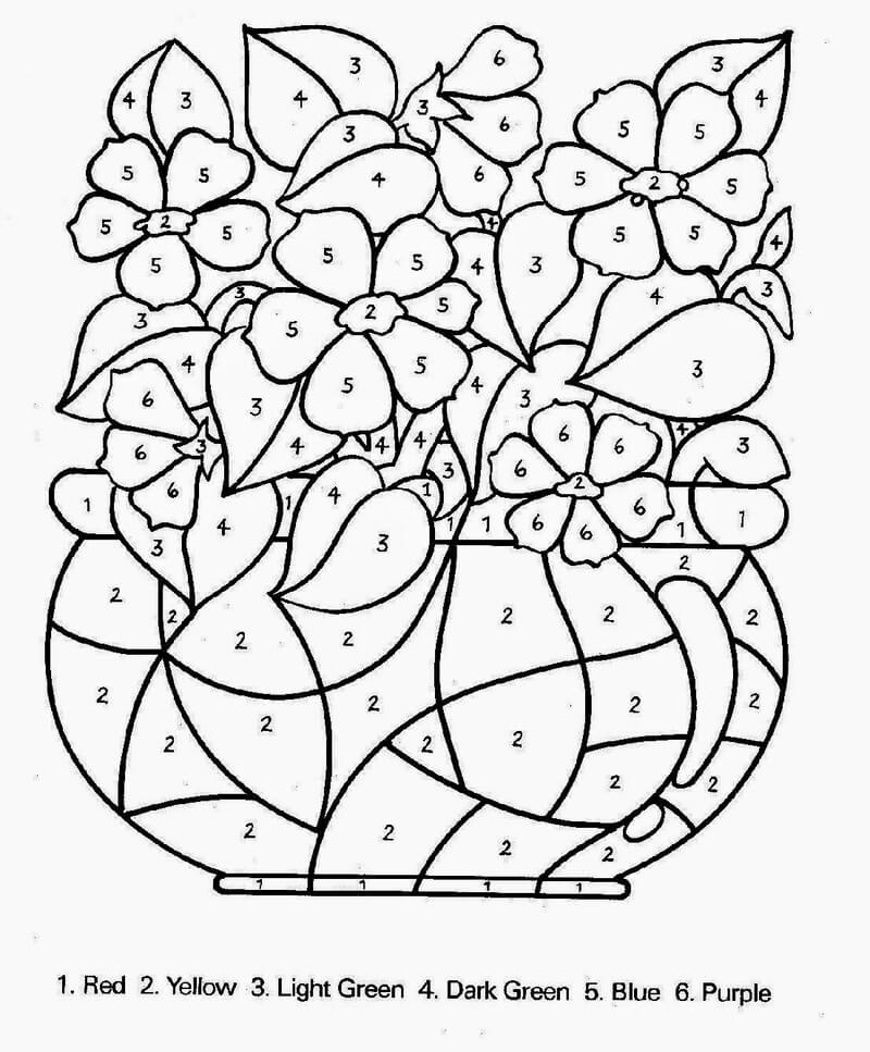 Beautiful vase for spring color by number Color By Number