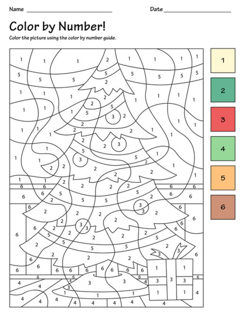 Beauty christmas tree color by number