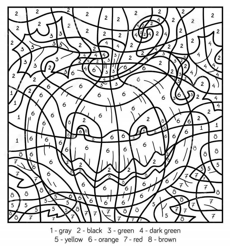 Beauty Halloween Pumpkin color by number