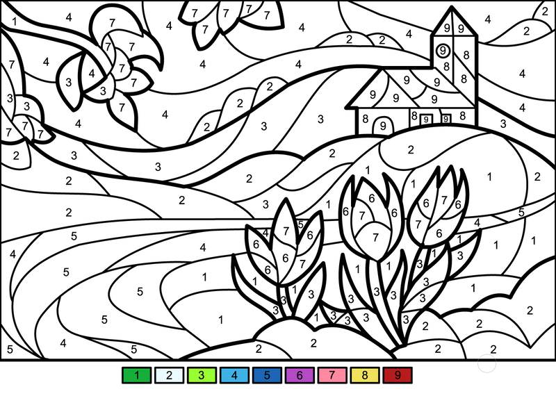 Beauty Spring Scene color by number Color By Number