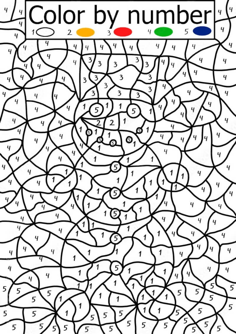 Big snow man color by number