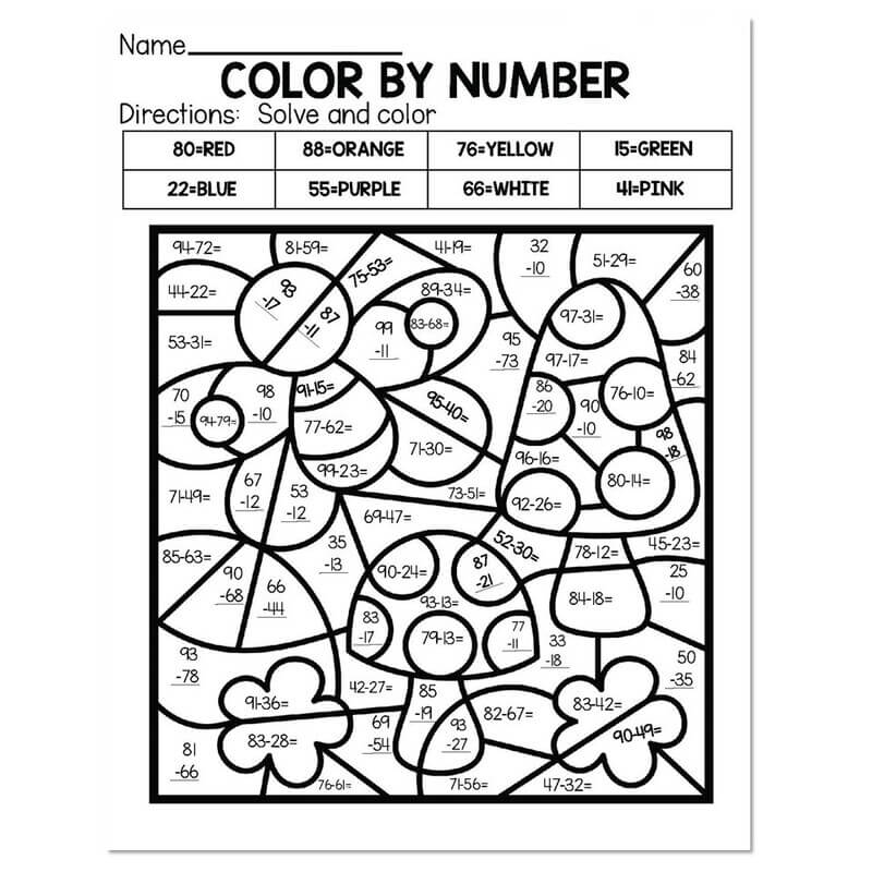 Butterfly and mushroom color by number