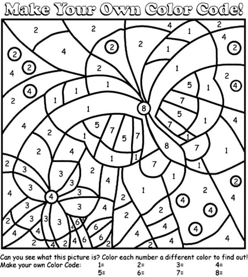 Butterfly color by number