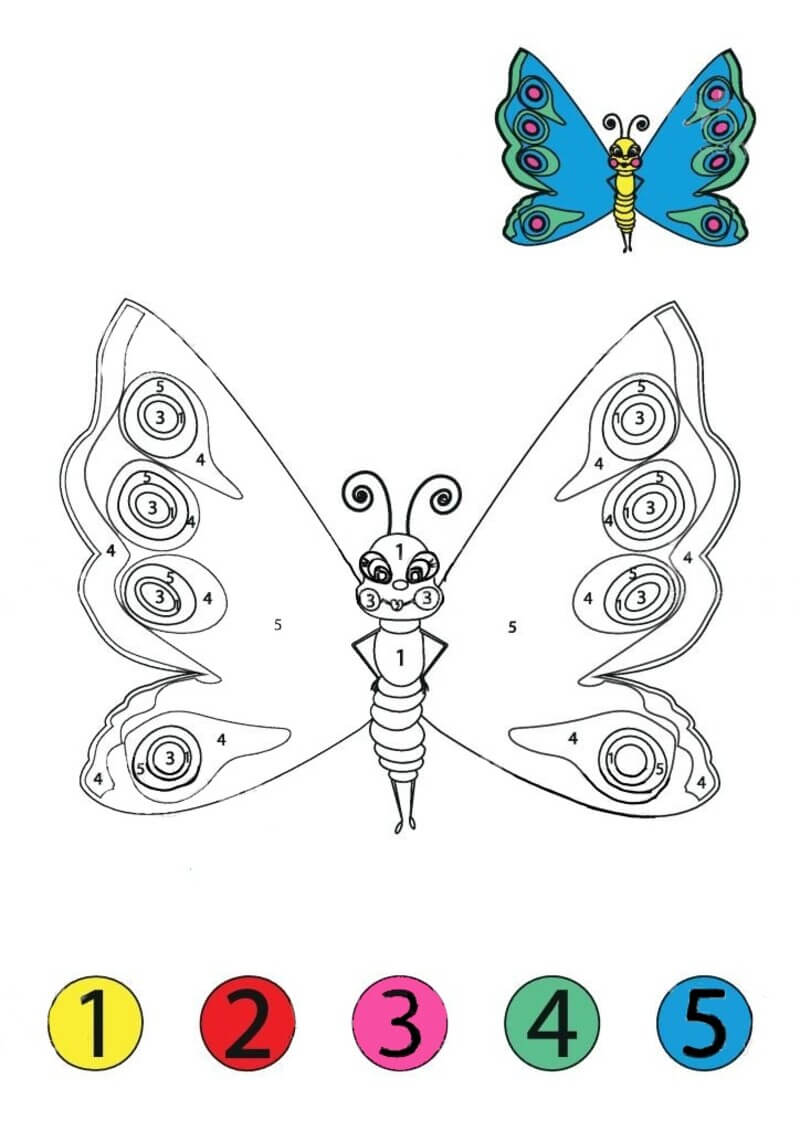 Butterfly girl color by number