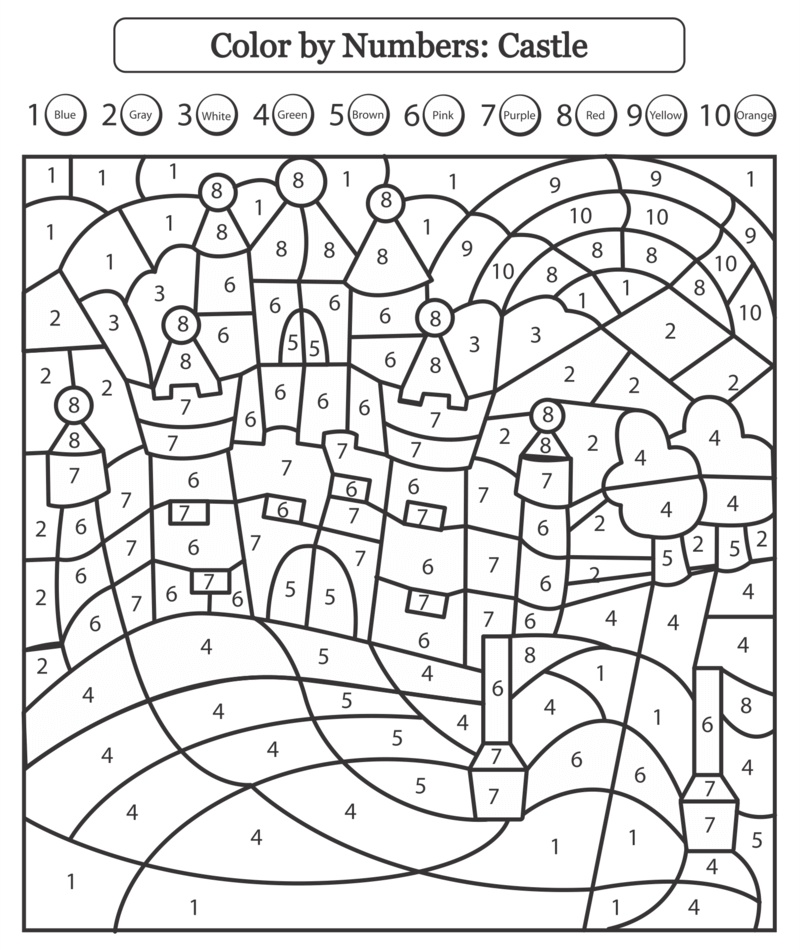 Castle in Disney color by number