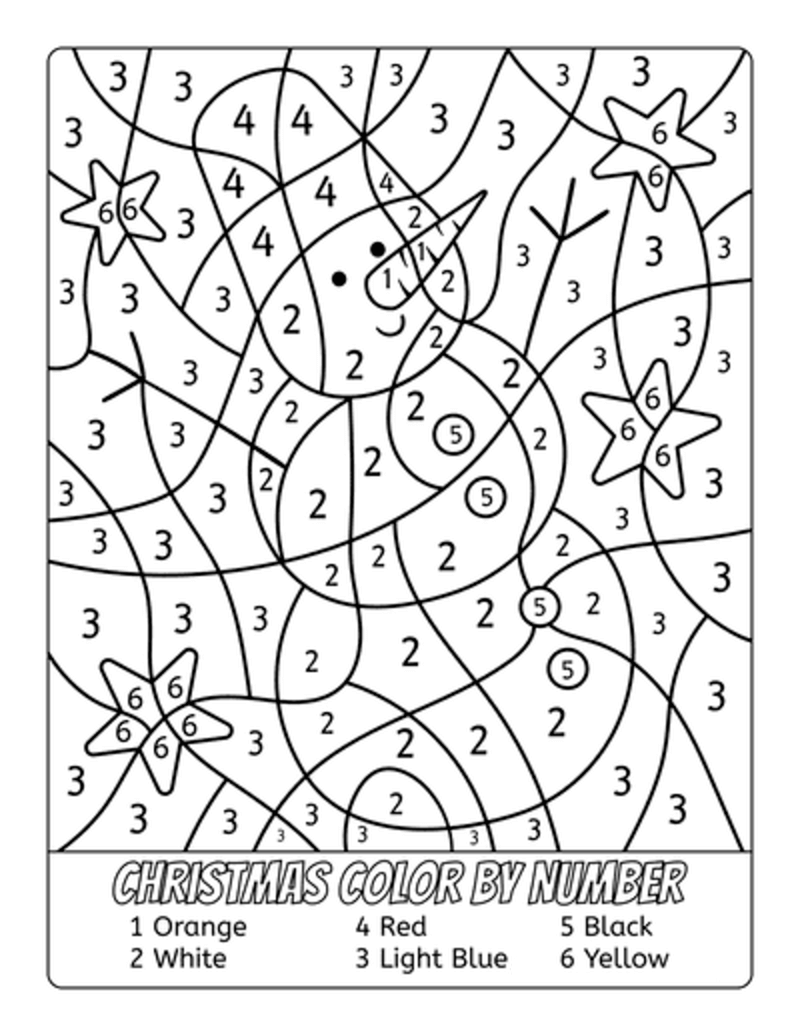 Christmas Snowman color by number