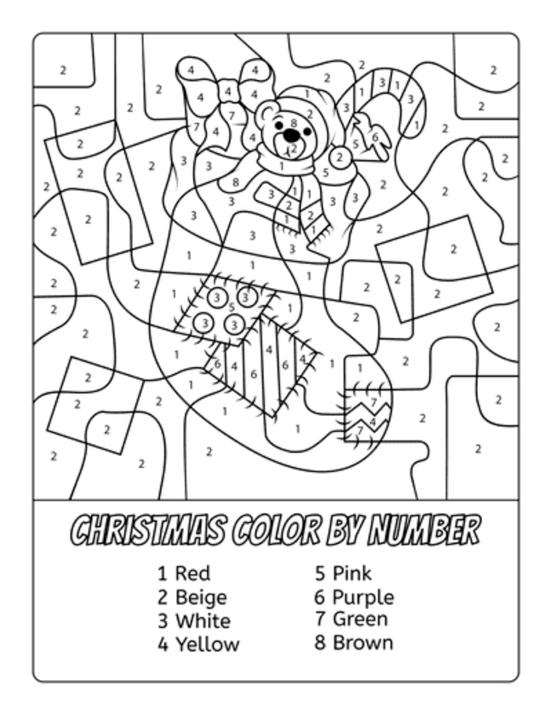 Christmas socks color by number