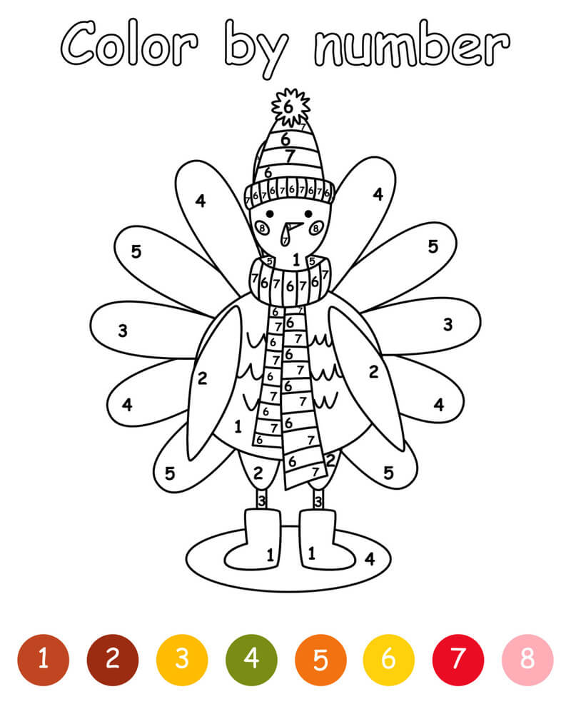 Christmas Turkey color by number