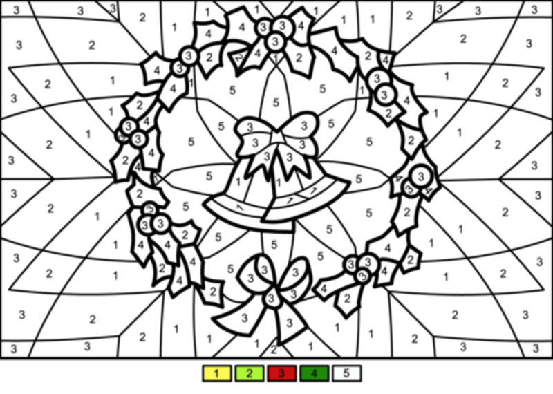 Christmas wreath color by number