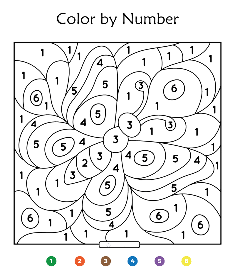 Colorful butterfly color by number