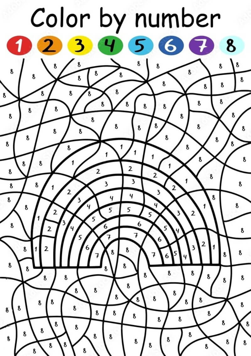 Colorful Rainbow color by number