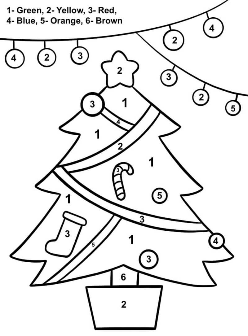 Cool christmas tree color by number