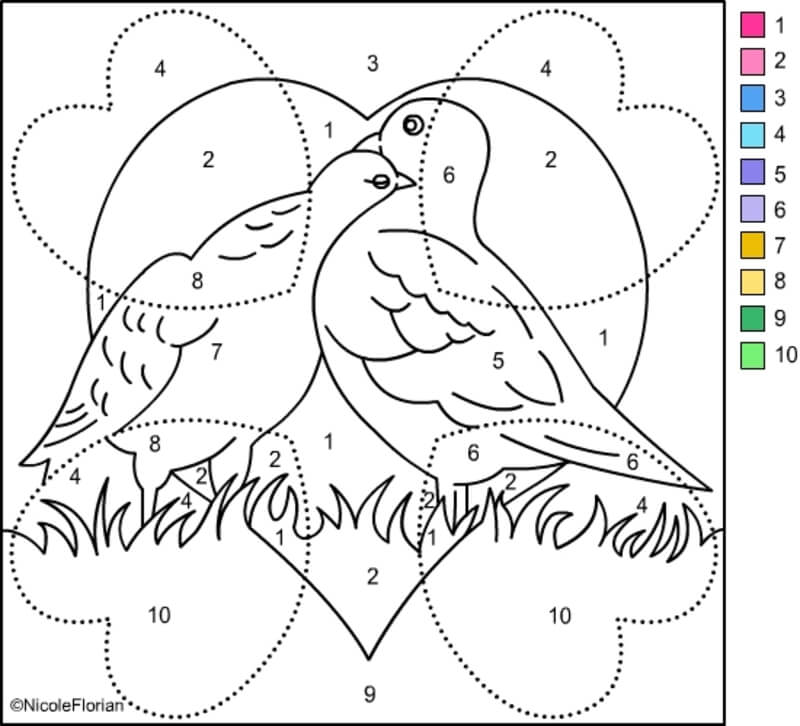 Couple of lovebirds color by number