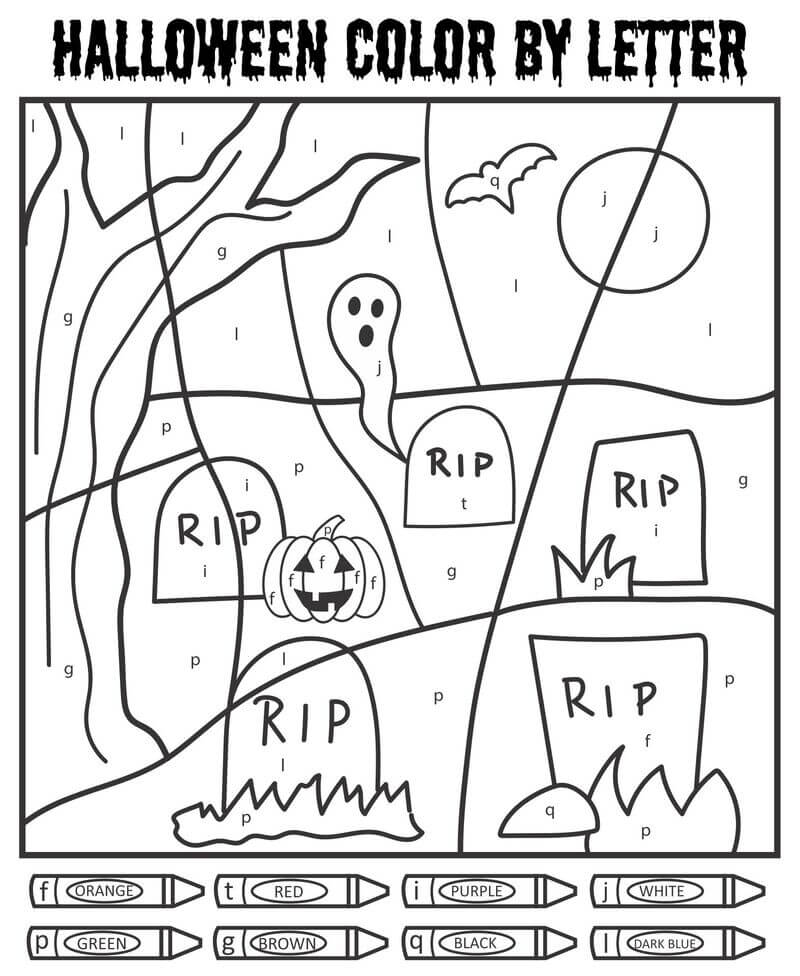 Creepy Halloween color by number