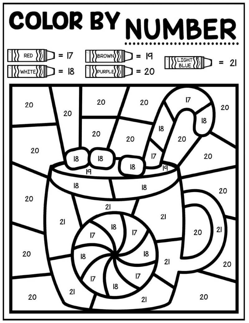 Cup of hot cocoa color by number