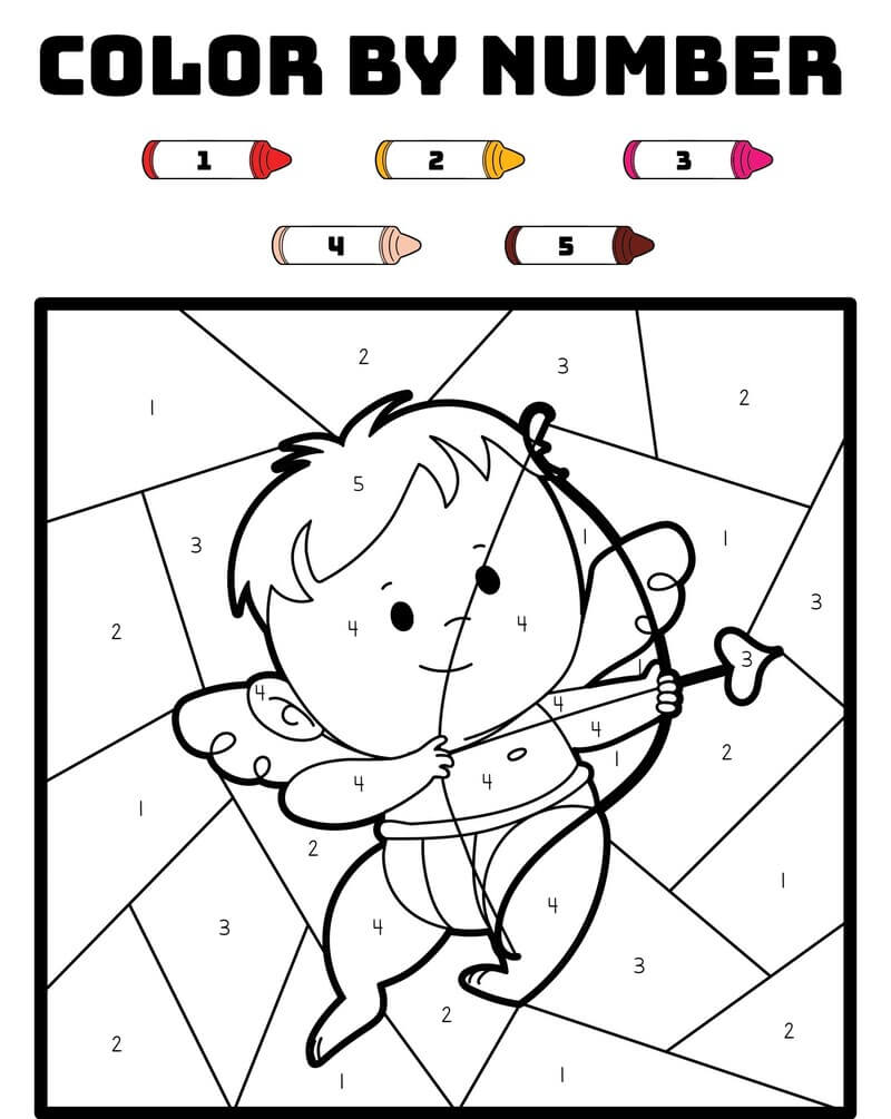 Cute cupid color by number
