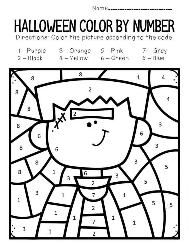 Cute frankenstein color by number