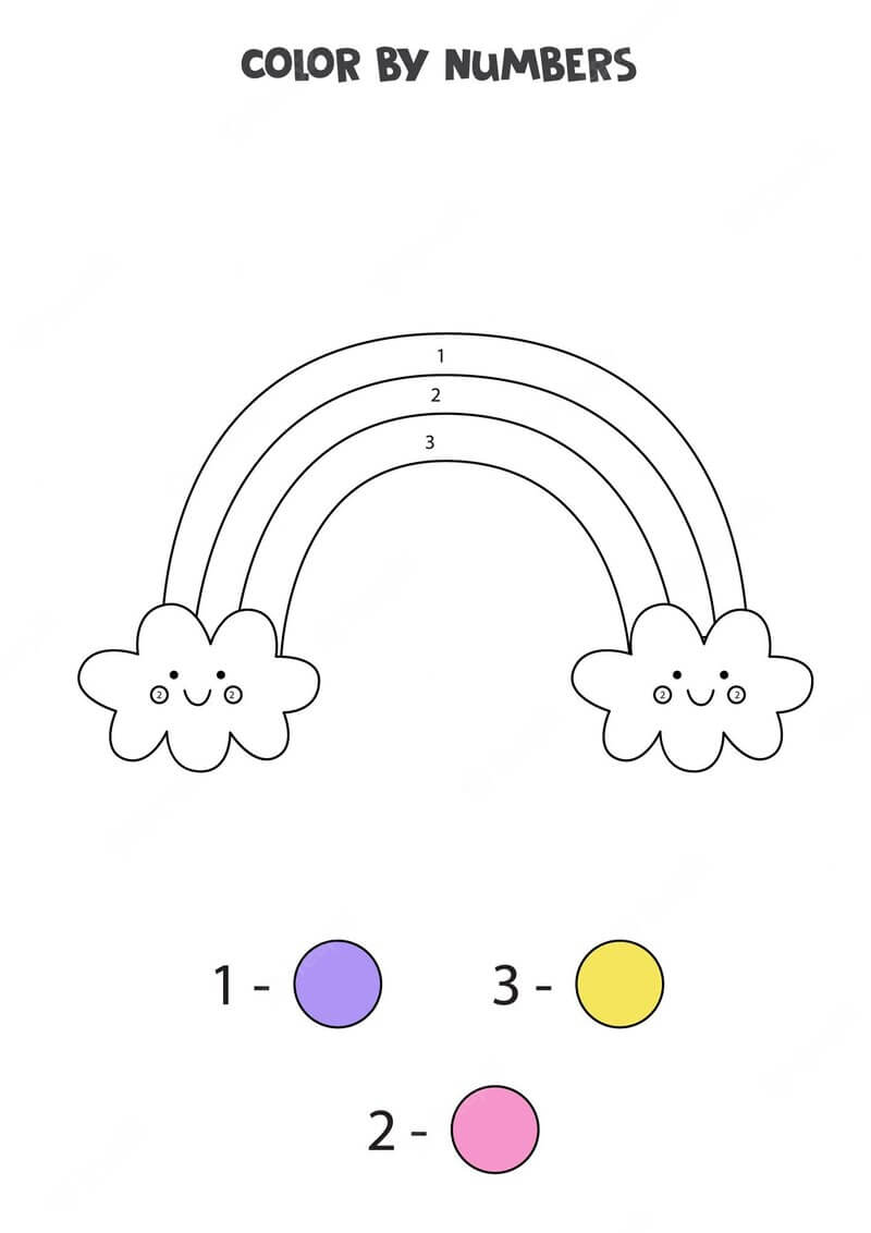 Cute rainbow color by number