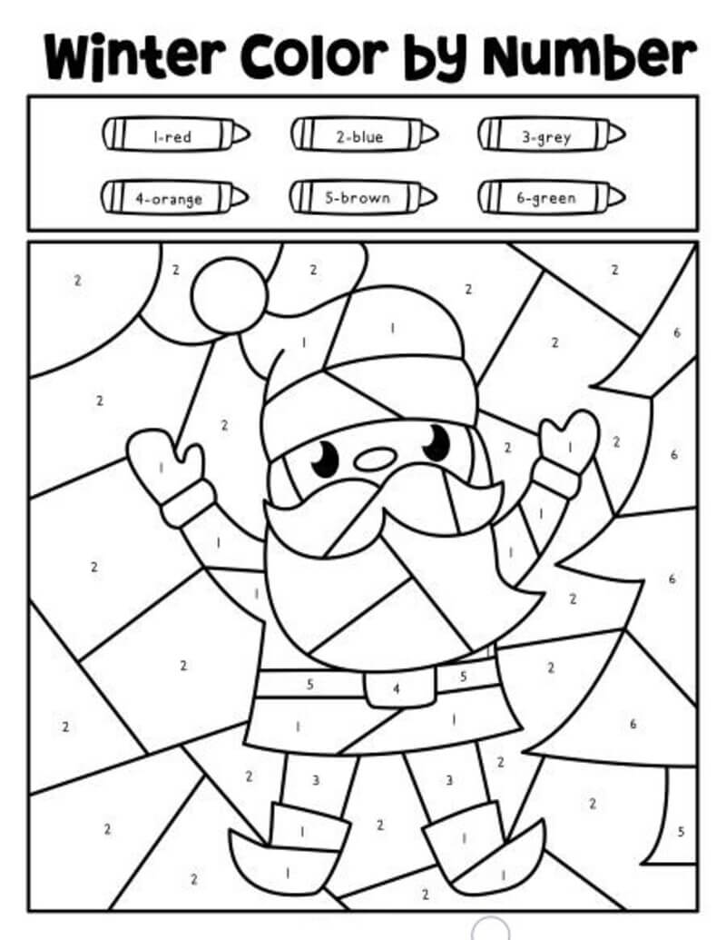 Cute Santa color by number