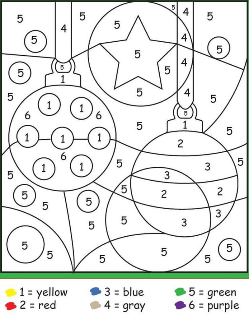 Decorate the pine tree color by number
