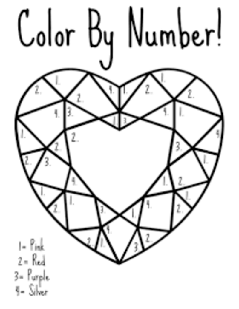 Diamon heart color by number