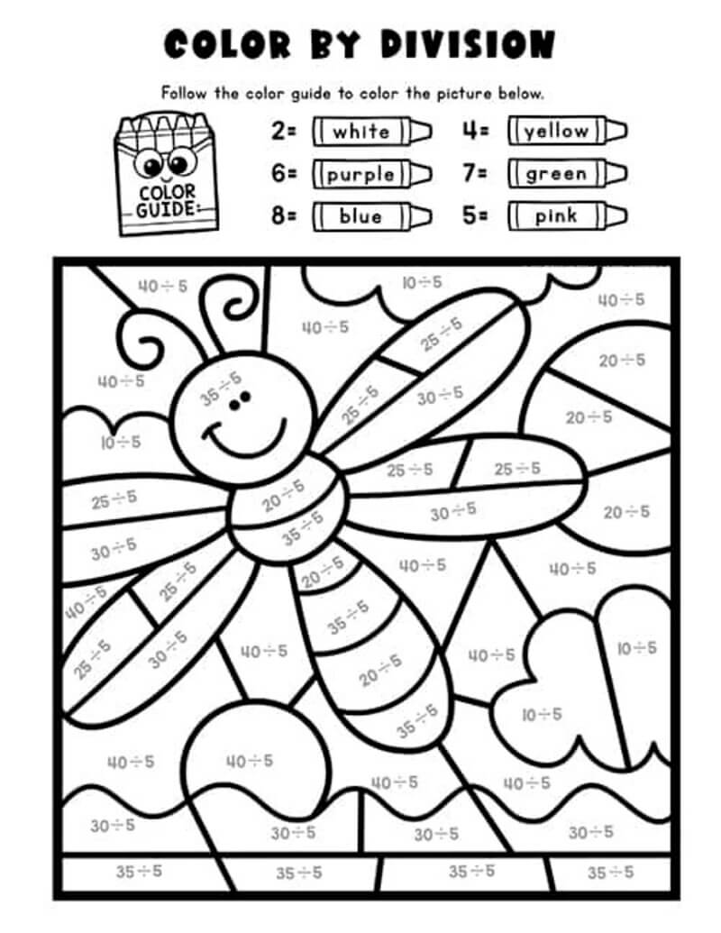 Dragonfly Division color by number