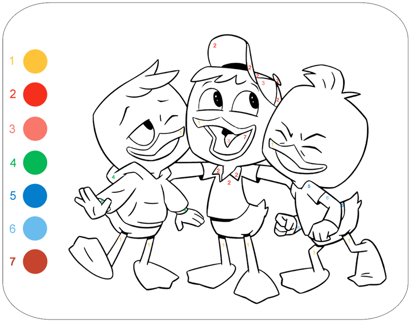 Ducks in Disney color by number