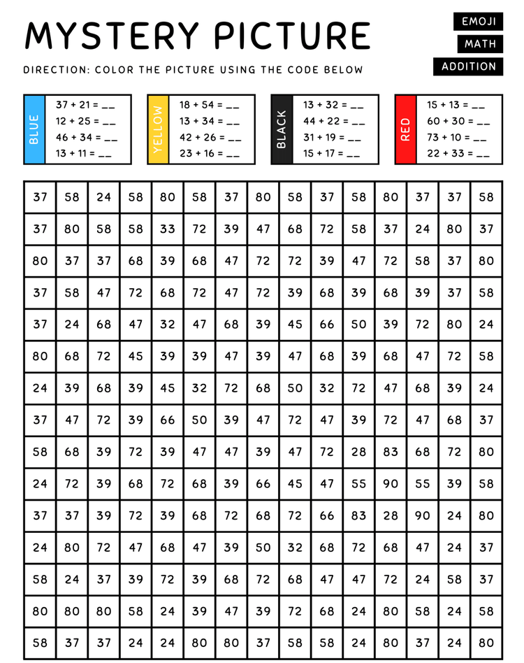 Emoji Mystery color by number