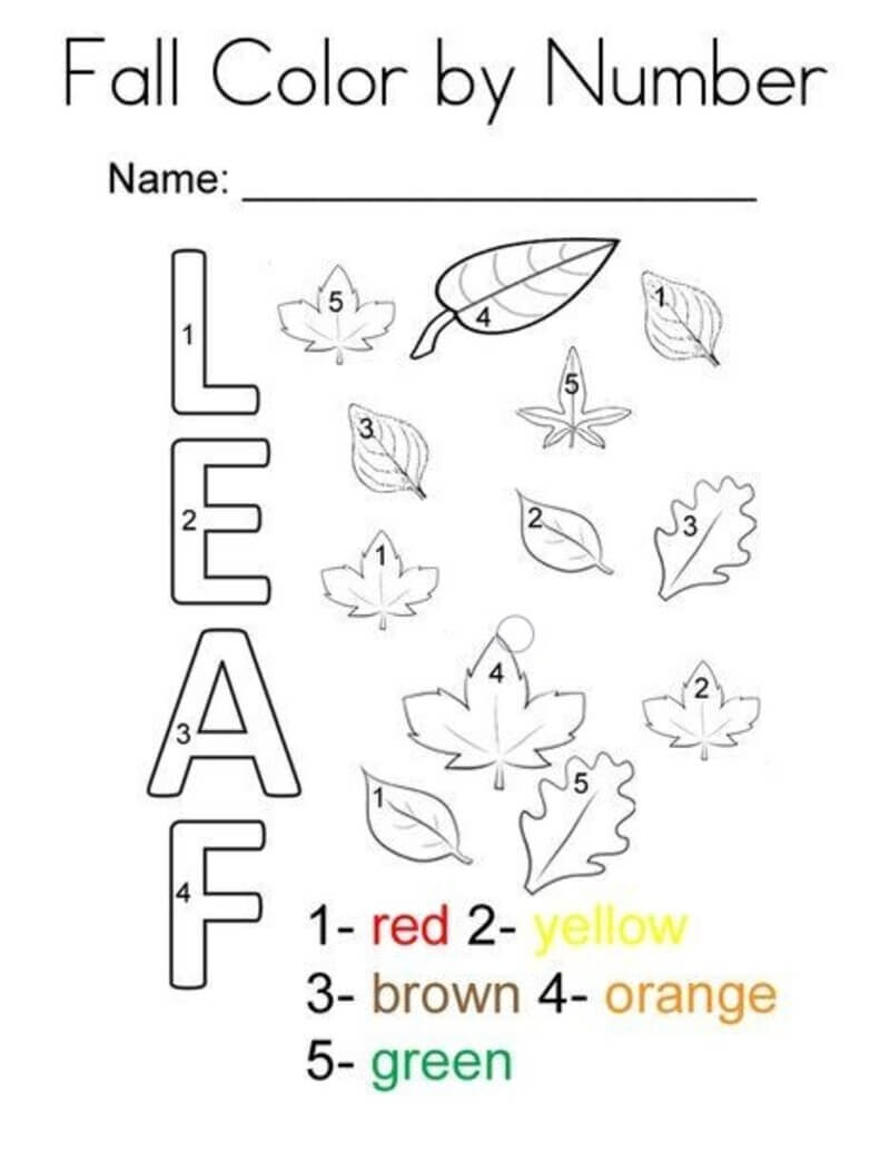 Fall Leaf color by number Color By Number