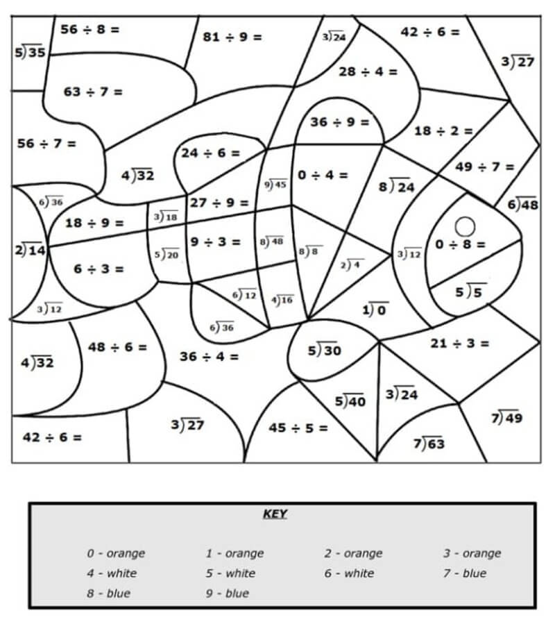 Fish Division color by number