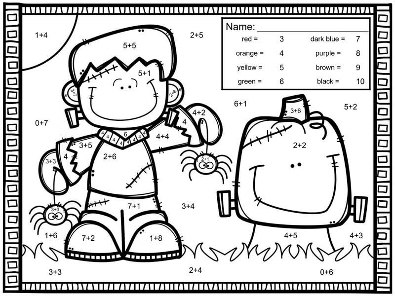 Frankenstein addition color by number
