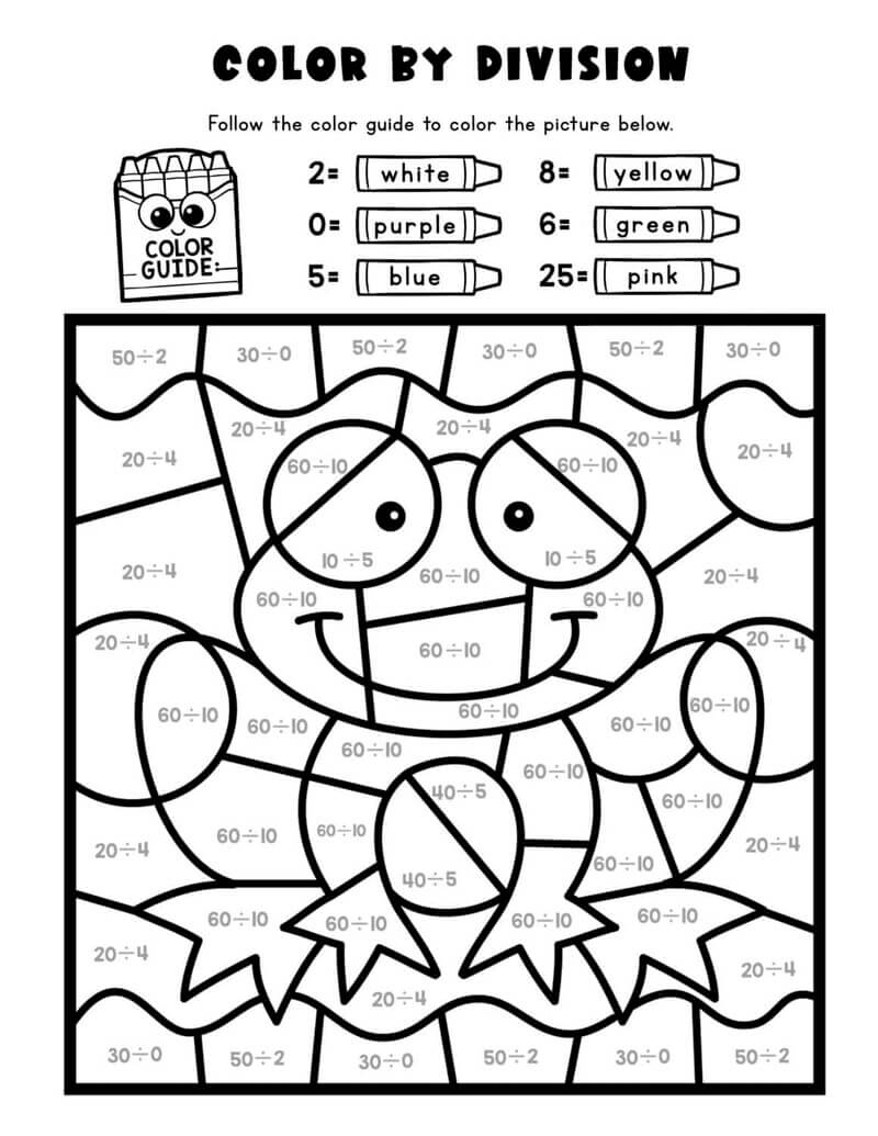 Frog Division color by number