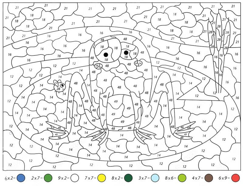 Frog Multiplication color by number