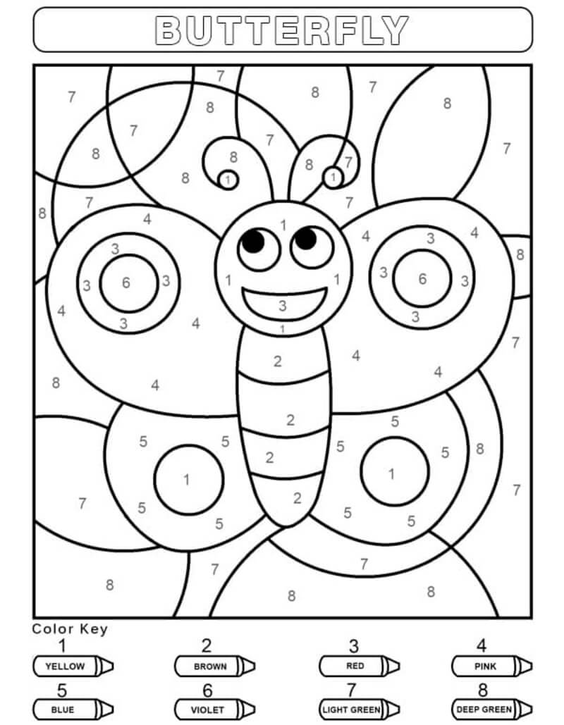 Funny butterfly color by number