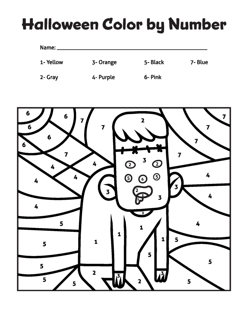 Funny Frankenstein color by number