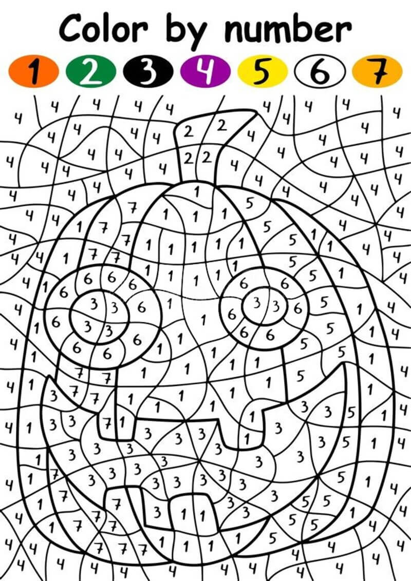 Funny Pumpkin color by number